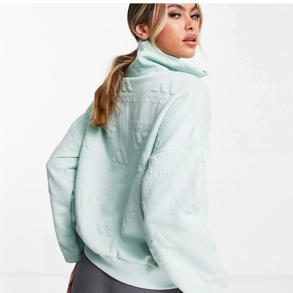 #48 Adidas Pull Over Sweatshirt Bright Blue Size M - Picture 2 of 6